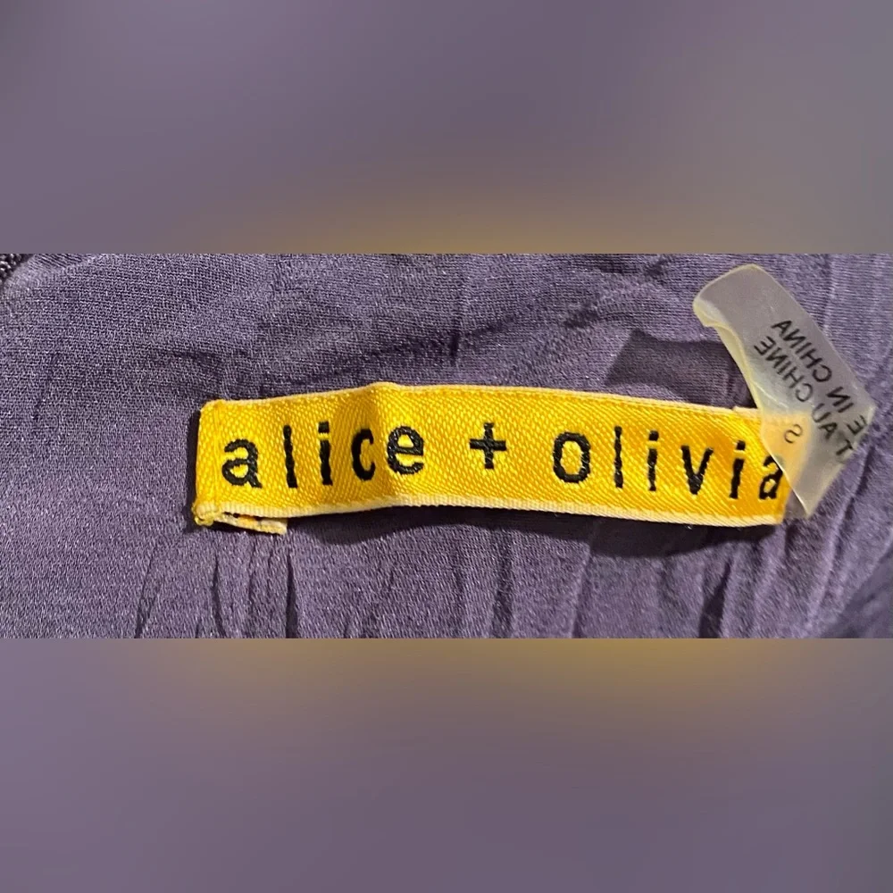 Alice + Olivia Sophisticated Watercolor Crinkled Silk in Grape & Dove Mini Dress